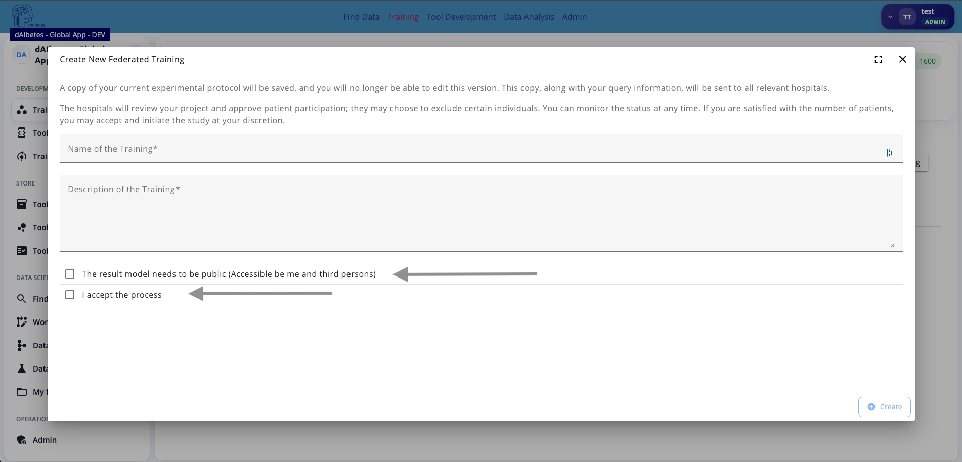 Create federated training